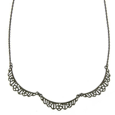 DOWNTON ABBEY BLACK FILIGREE SCALLOPED COLLAR NECKLACE