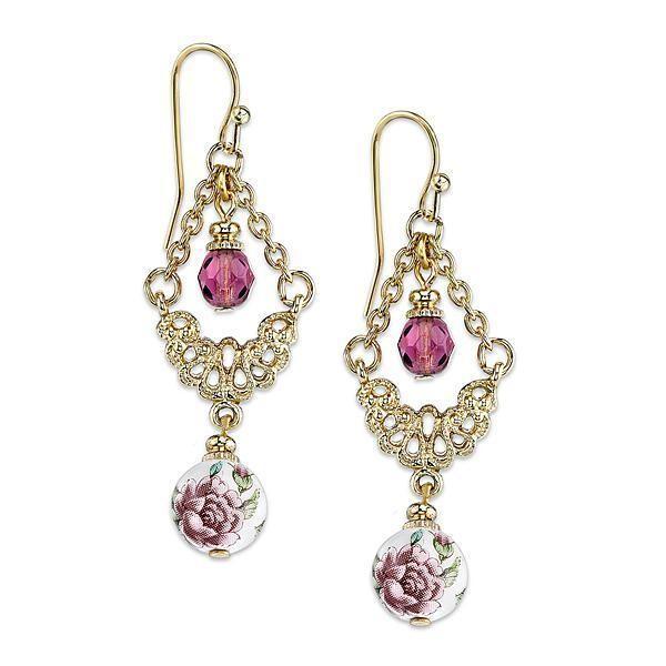 ROMANTIC VINTAGE INSPIRED FLORAL DROP EARRINGS