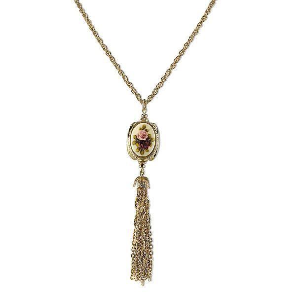 Victorian Inspired 3-Sided Stone With Tassels Necklace