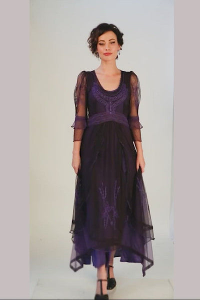Kayla 1920s Titanic Style Dress in Purple by Nataya