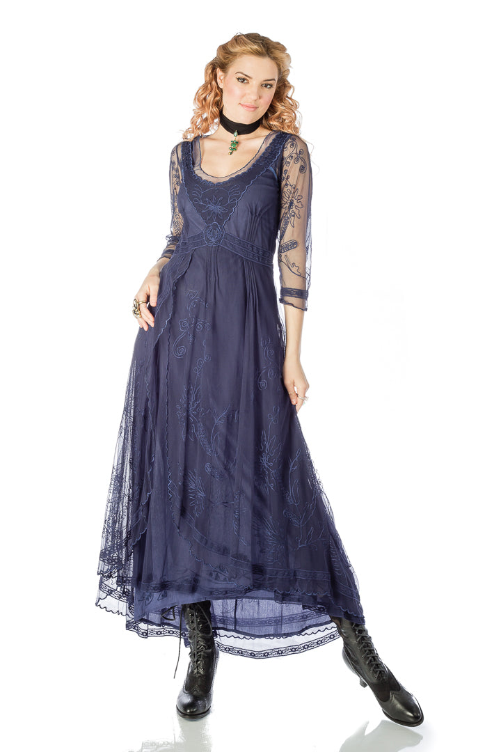 Nataya 40163 Downton Abbey Tea Party Gown in Royal Blue