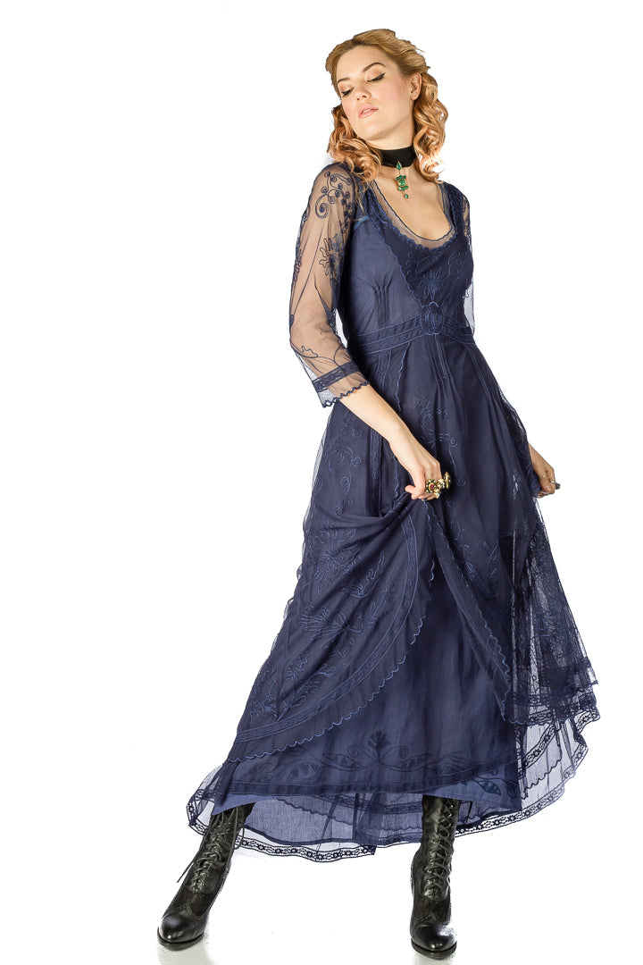 Nataya 40163 Downton Abbey Tea Party Gown in Royal Blue