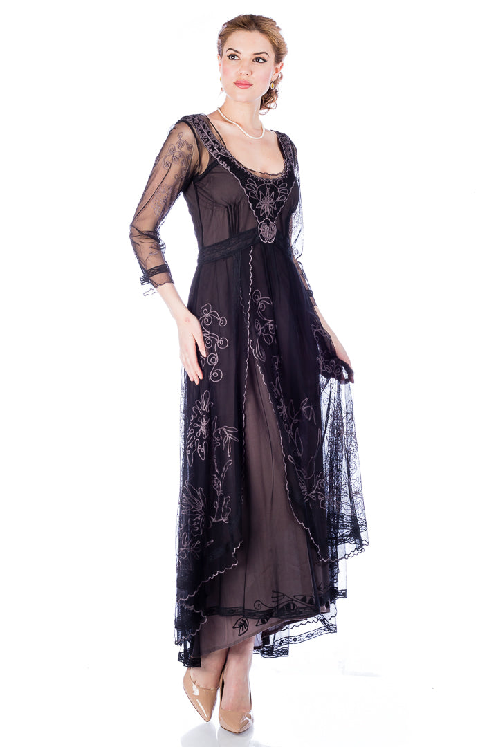 Nataya 40163 Downton Abbey Black/Coco Tea Party Gown 4 / Black