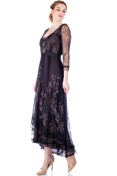 Nataya 40163 Downton Abbey Black/Coco Tea Party Gown