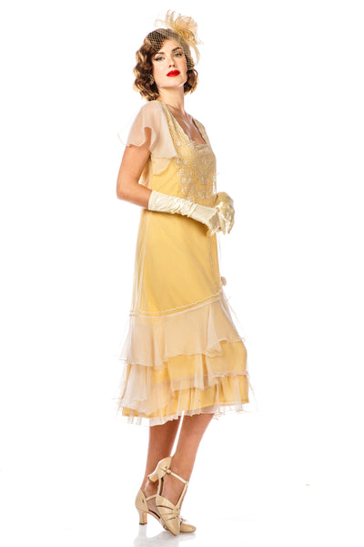 Alexa 1920s Flapper Style Dress in Lemon by Nataya