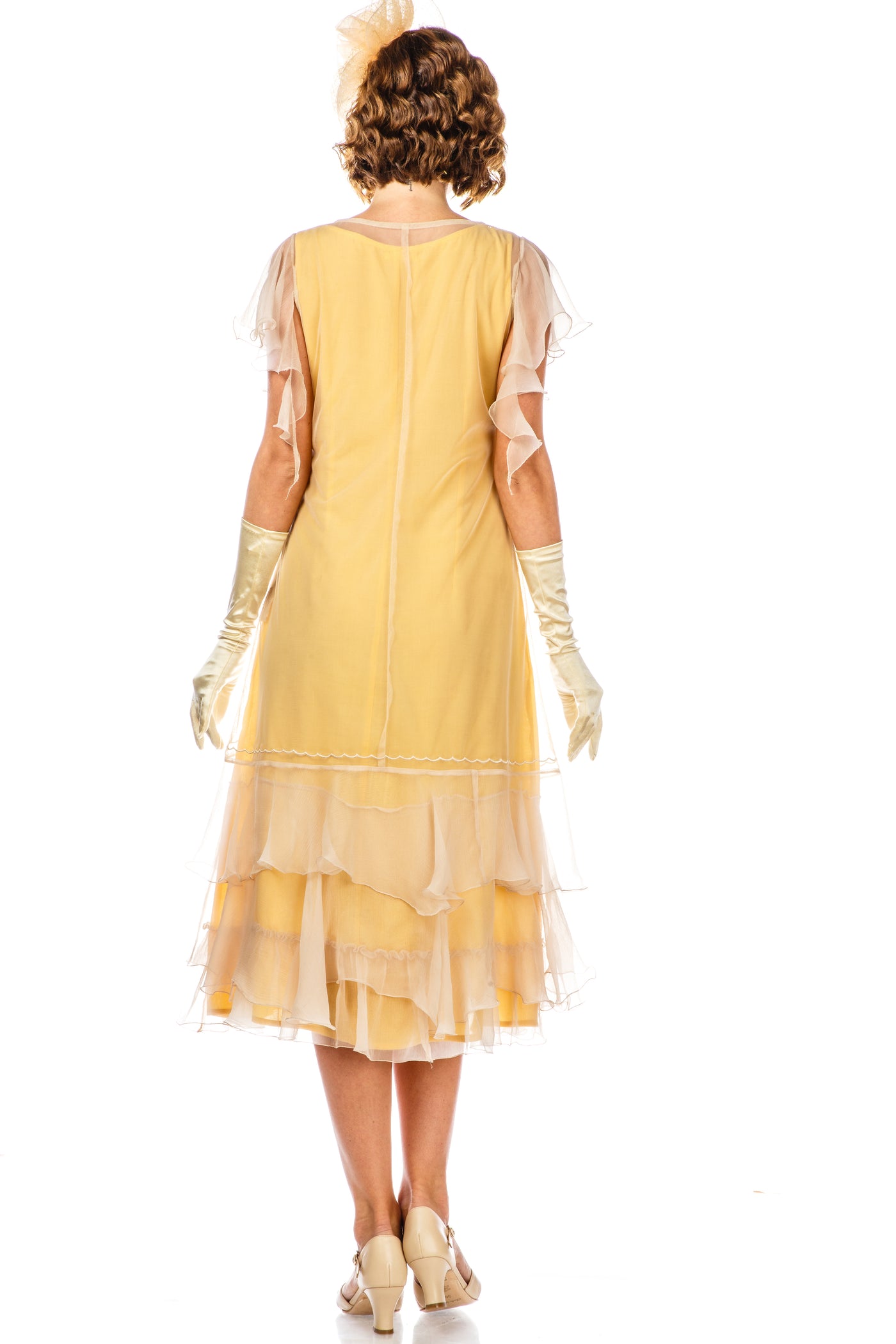 Alexa 1920s Flapper Style Dress in Lemon by Nataya