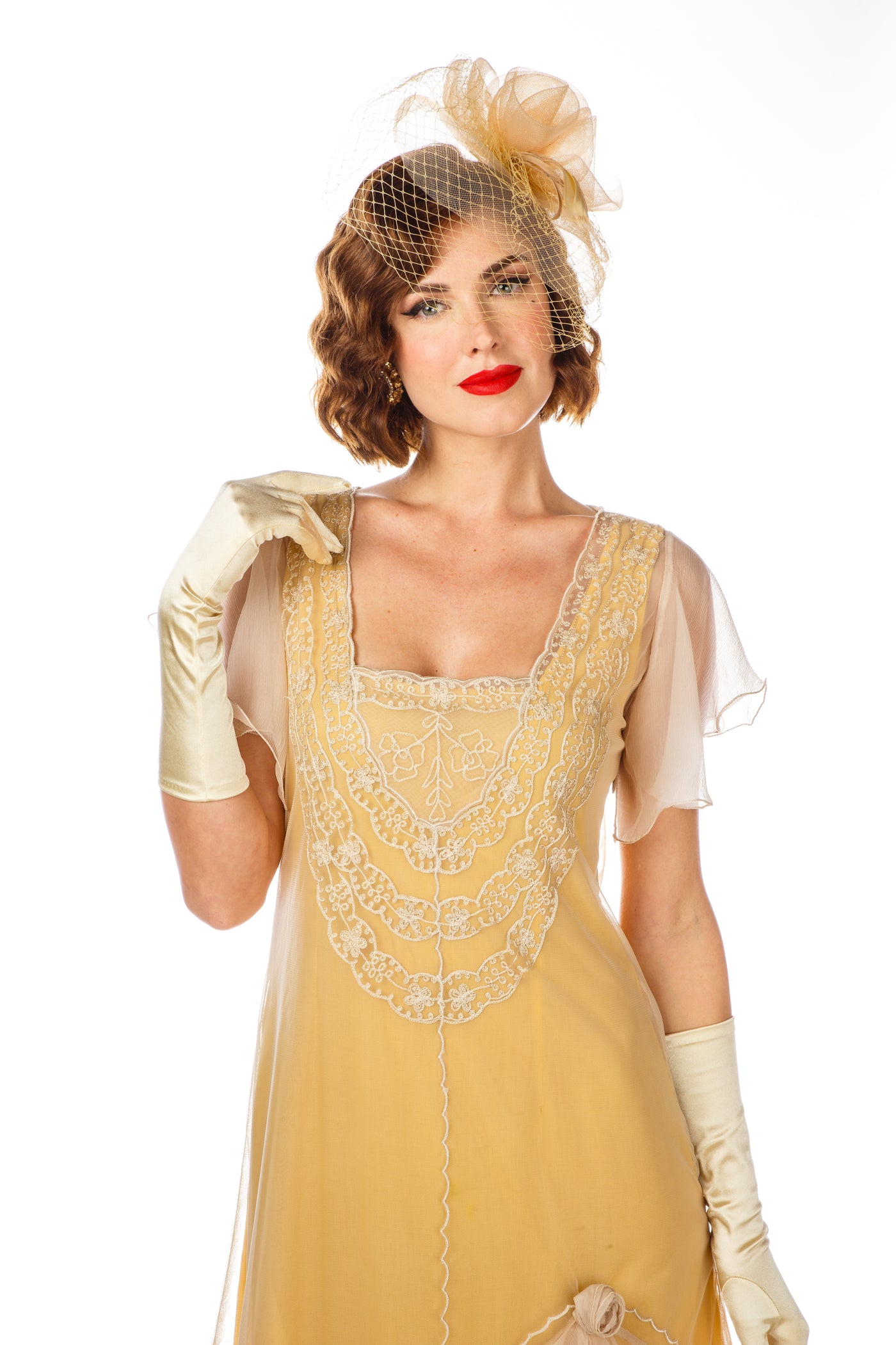 Alexa 1920s Flapper Style Dress in Lemon by Nataya