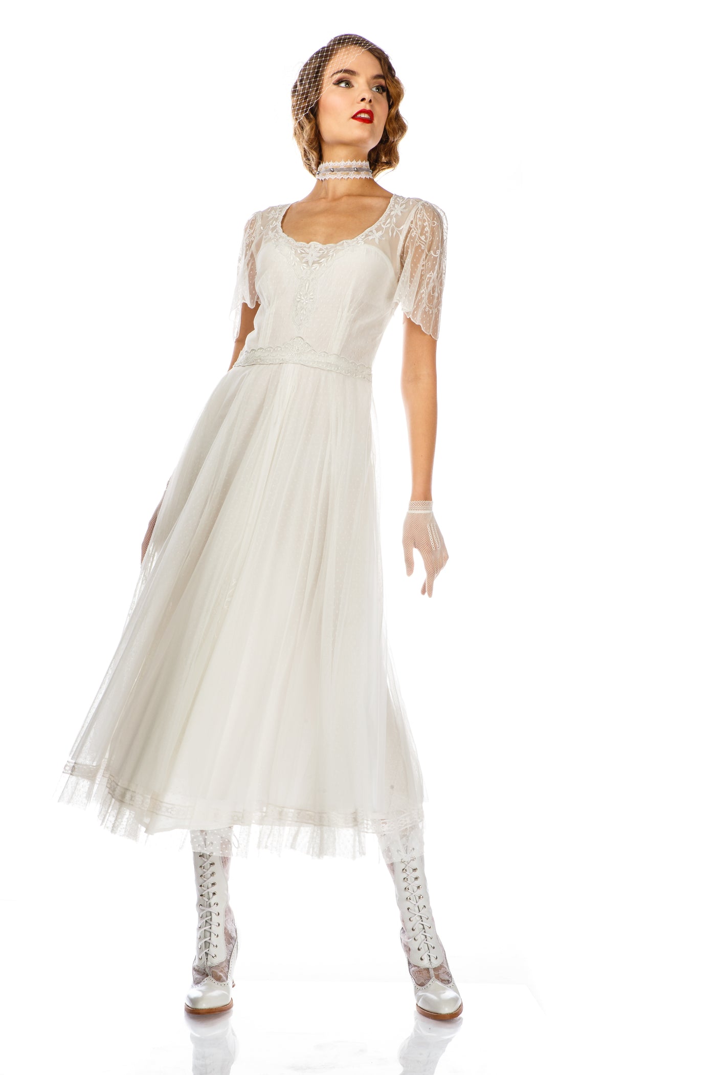 Alice Vintage Style Dress in Ivory by Nataya