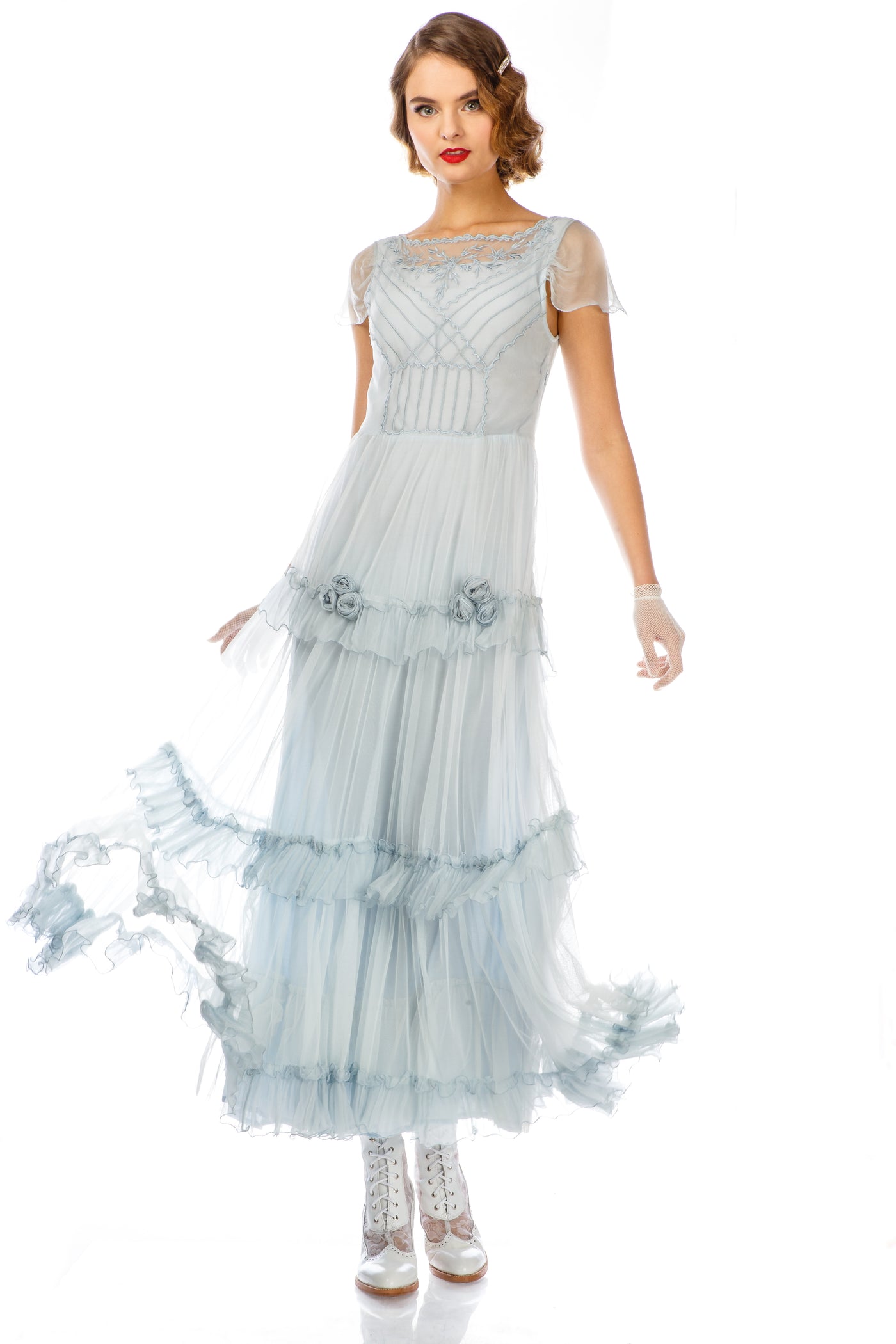 Harper Vintage Insprired Wedding Dress in Blue by Nataya