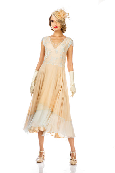 Ayla 1920s Style Wedding Dress in Nude Mint by Nataya