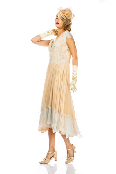 Ayla 1920s Style Wedding Dress in Nude Mint by Nataya