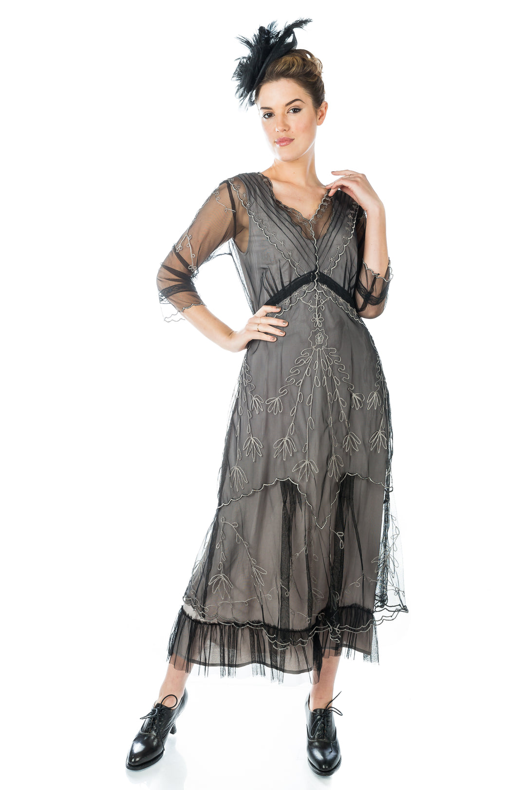 white christmas dresses Off-white Downton Abbey dress with flutter sleeves – LaVieDelight main image 1