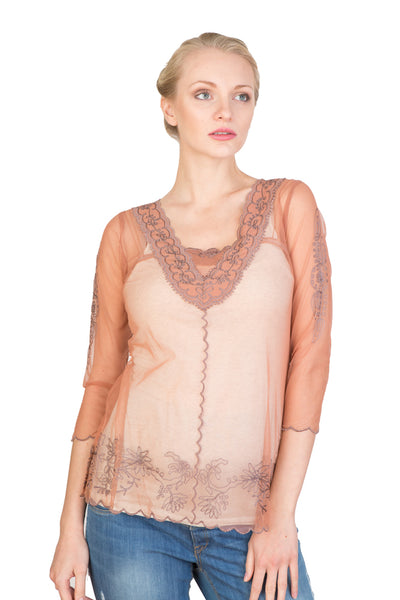 CT-407 Nataya Vintage Lace Nataya Rose/Silver Top