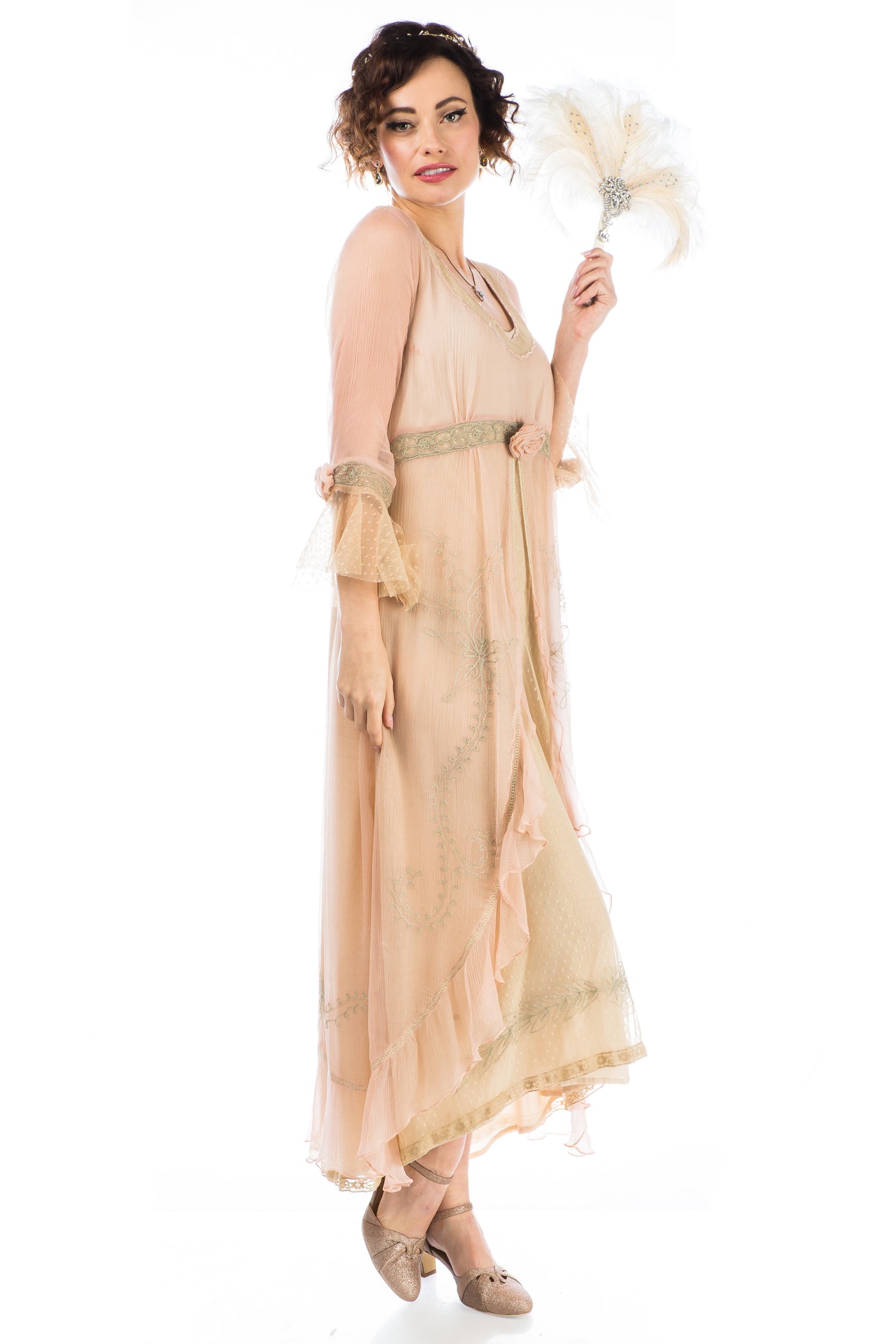 Dafna-Bridgerton-Inspired-Dress-in-Peach-Sage-by-Nataya-side