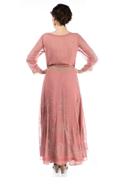 Edith-Downton-Abbey-Inspired-Dress-in-Pink-Beige-by-Nataya-back