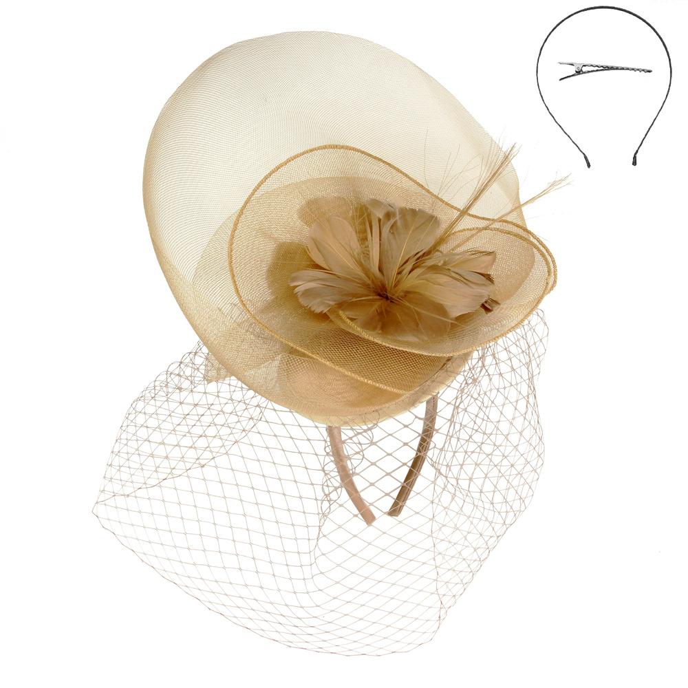 1920s Double Tilt Veil Fascinator in Gold