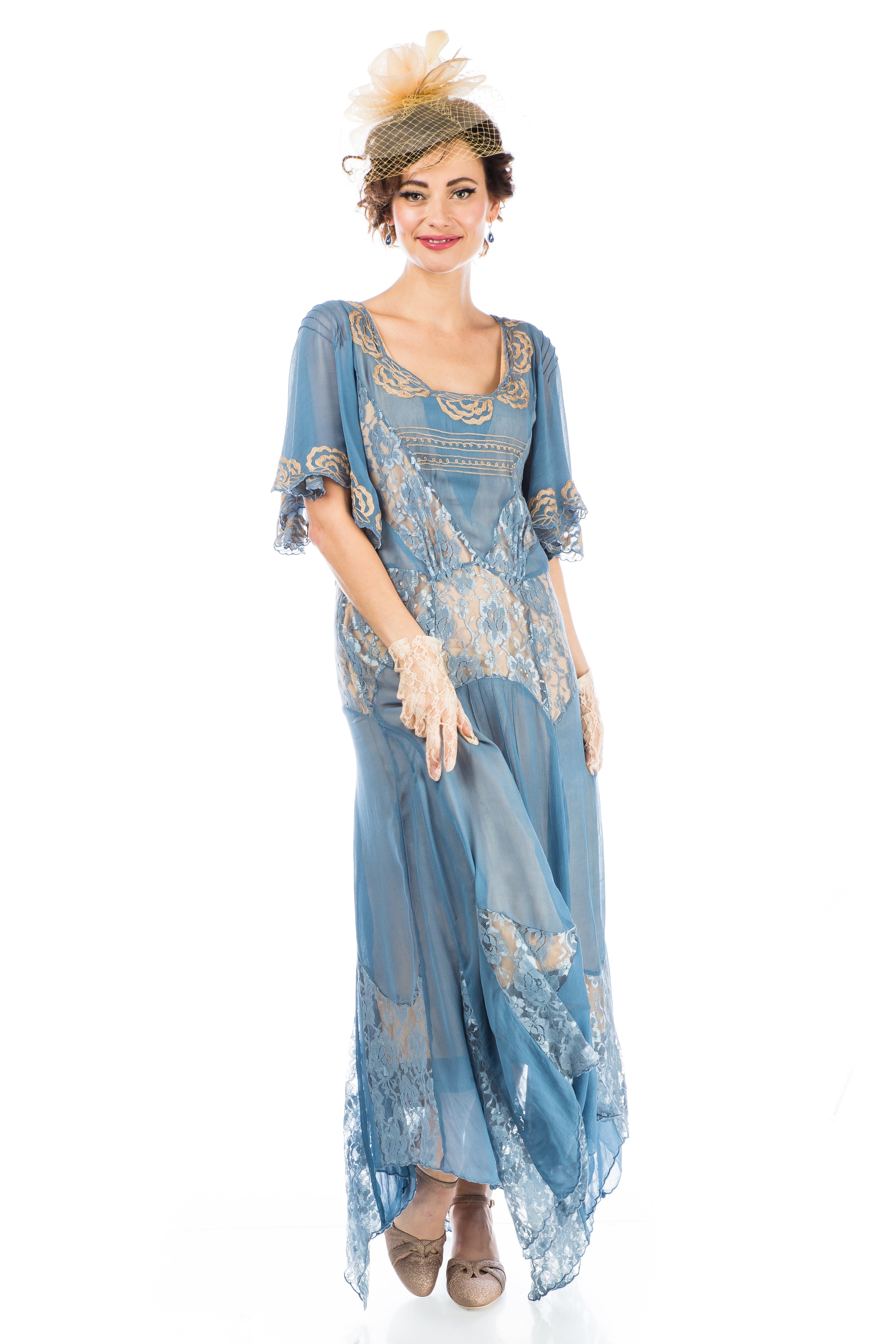 Irene Art Nouveau Style Dress in Blue by Nataya