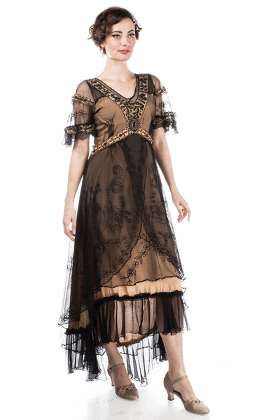 40838 Kara Modern Victorian Dress in Black/Gold by Nataya