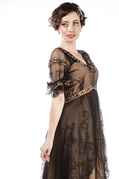 40838 Kara Modern Victorian Dress in Black/Gold by Nataya