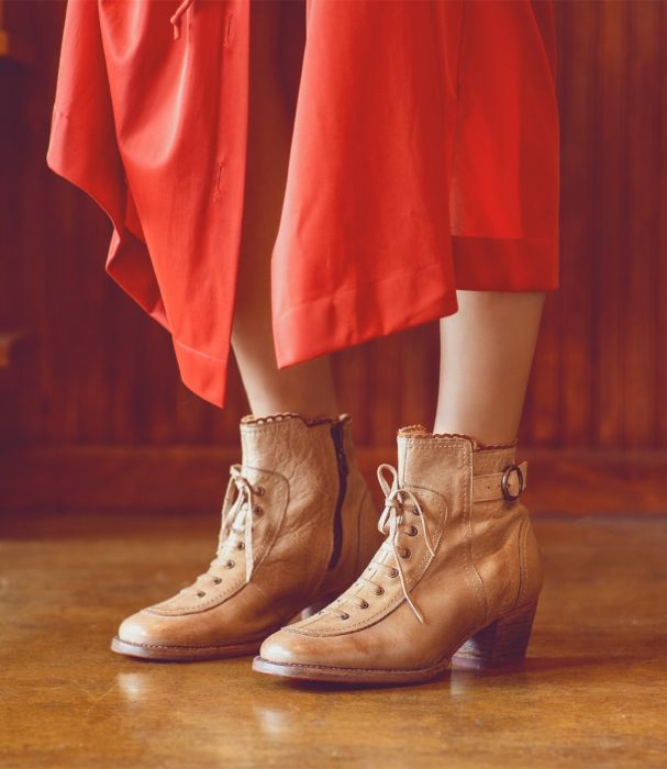 Seal Modern Victorian Booties in Rustic Pecan by Oak Tree Farms