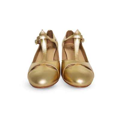 Temptress 1920s Style Heels in Gold by Charlie Stone