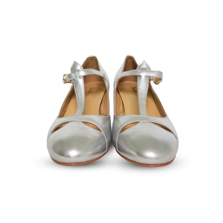 Temptress 1920s Style Heels in Silver by Charlie Stone