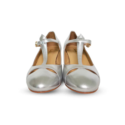 Temptress 1920s Style Heels in Silver by Charlie Stone