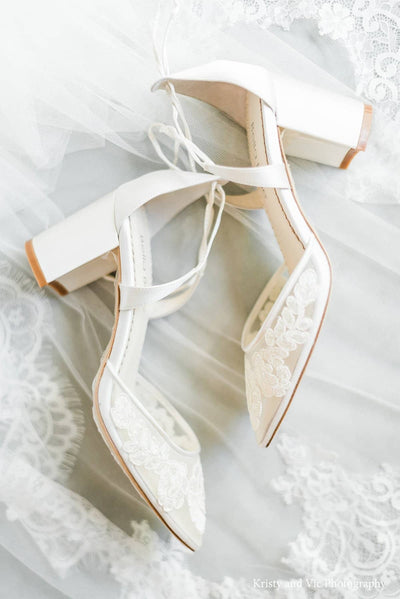 Abigail Lace Wedding Heels in Ivory
