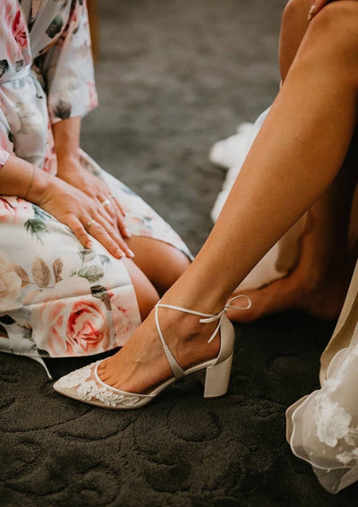 Abigail Lace Wedding Heels in Ivory