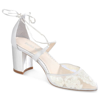 Abigail Lace Wedding Heels in Ivory