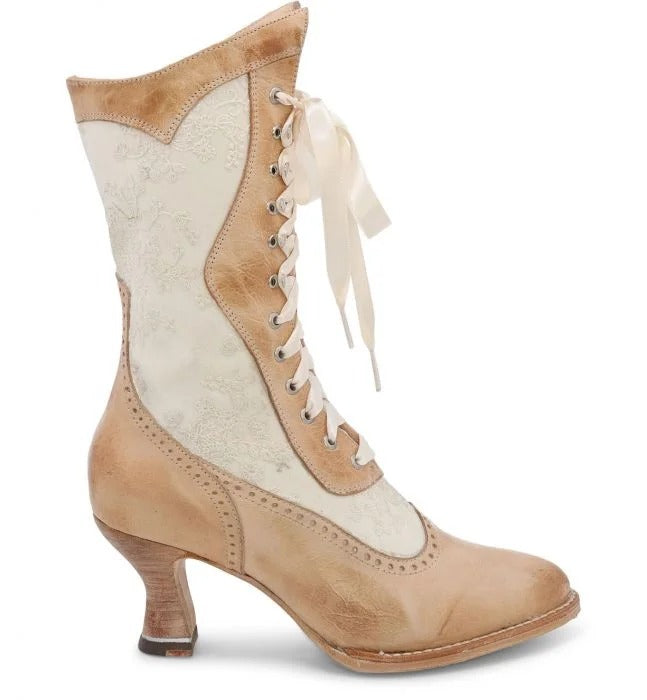 Abigale Victorian Inspired Boots in Bone Rustic