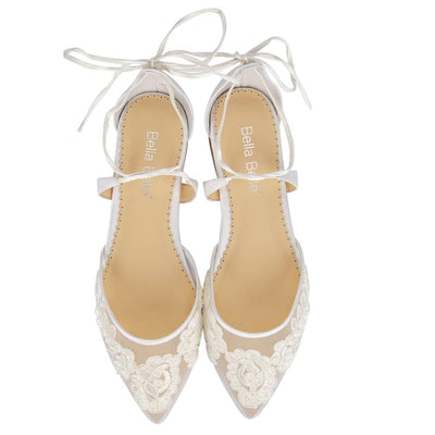 Alicia Ballerina Lace Wedding Flats in Ivory