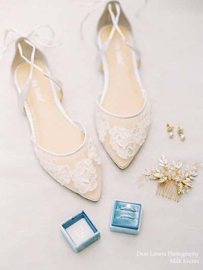 Alicia Ballerina Lace Wedding Flats in Ivory