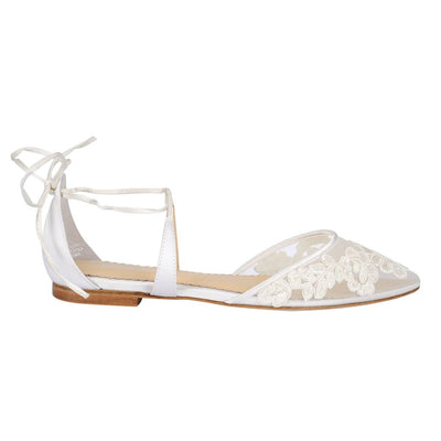 Alicia Ballerina Lace Wedding Flats in Ivory