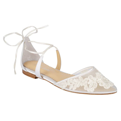 Alicia Ballerina Lace Wedding Flats in Ivory