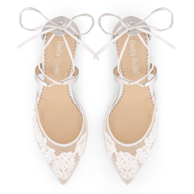 Amelia Floral Lace Wedding Heels in Ivory