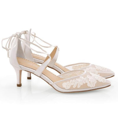 Amelia Floral Lace Wedding Heels in Ivory