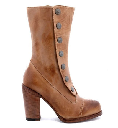 Steampunk Style Mid-Calf Leather Boots in Tan Rustic