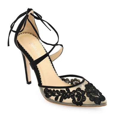 Anita Lace Evening Heels in Black