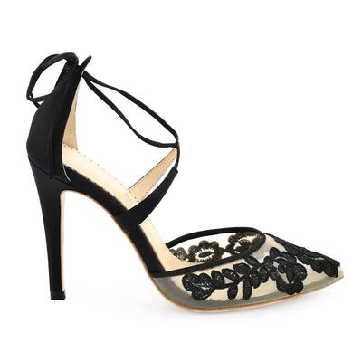 Anita Lace Evening Heels in Black