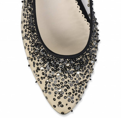 Ariel Sequin Evening Flats in Black