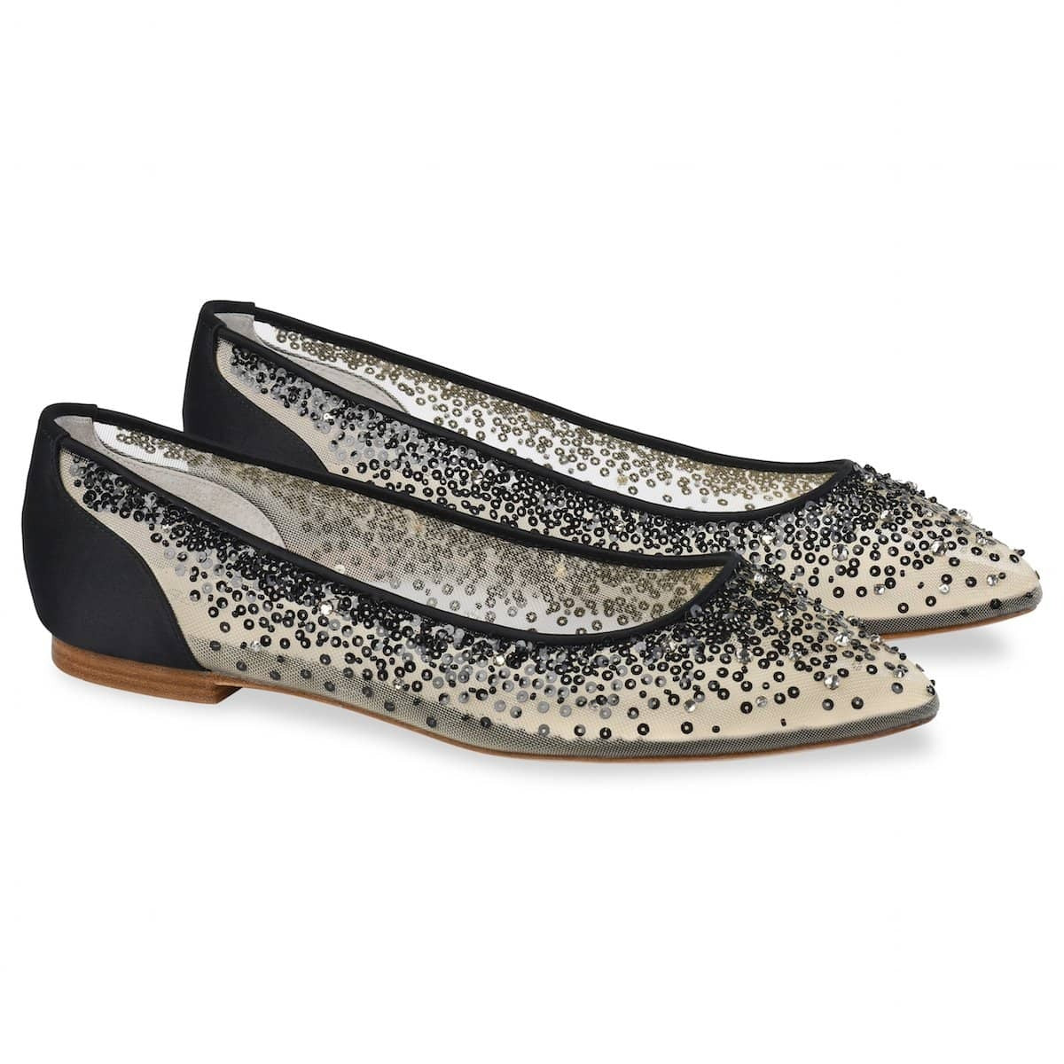 Ariel Sequin Evening Flats in Black