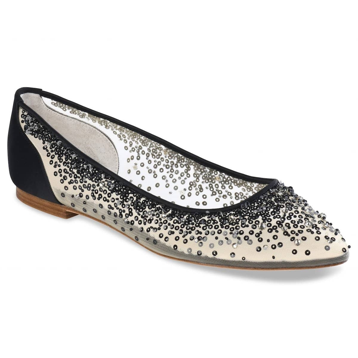 Ariel Sequin Evening Flats in Black