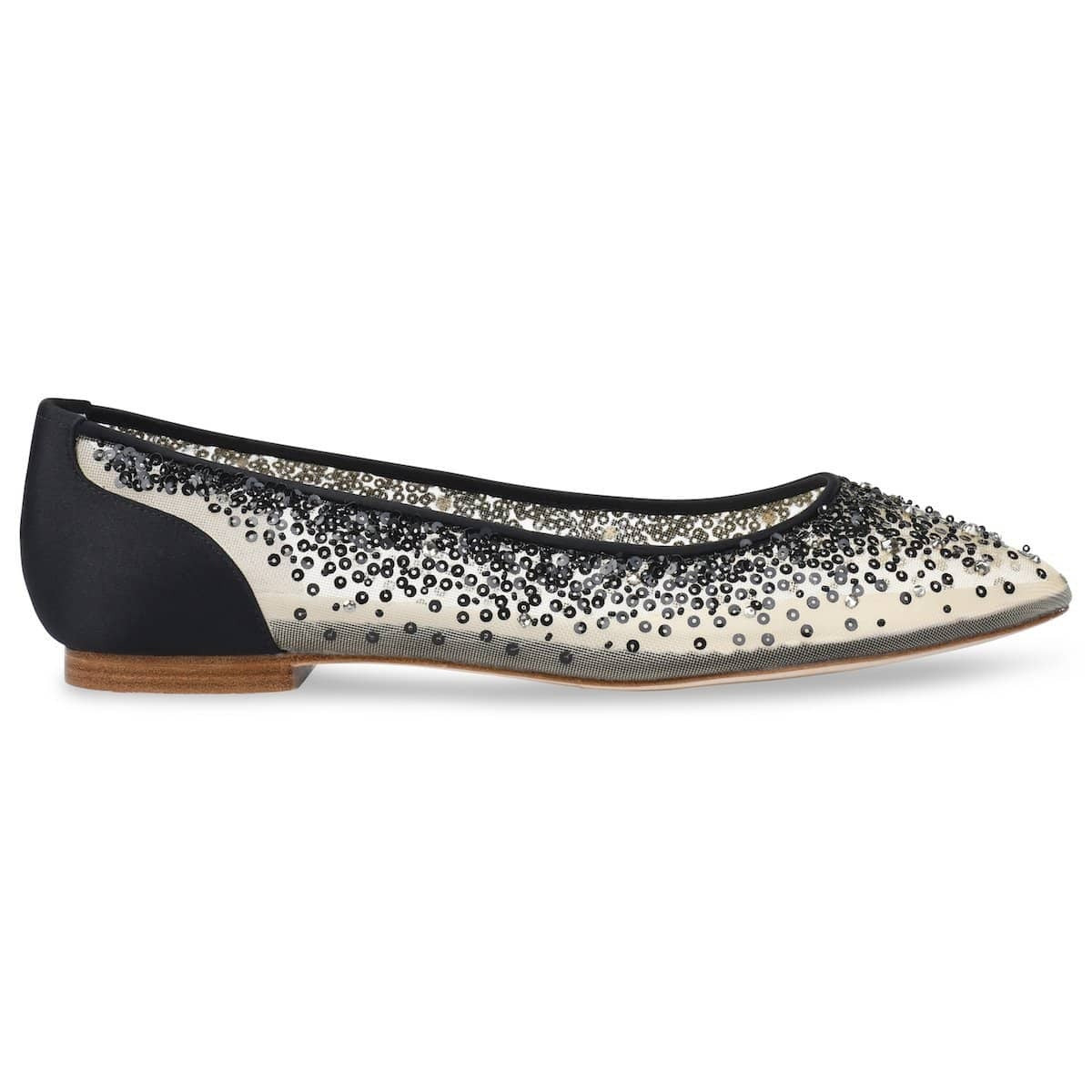 Ariel Sequin Evening Flats in Black