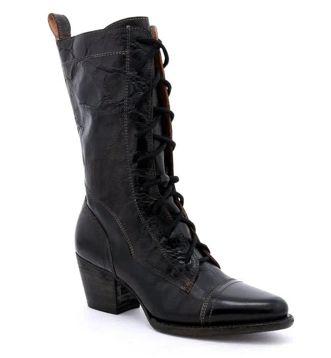 Baisley Vintage Inspired Boots in Black Rustic