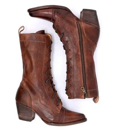 Baisley Vintage Inspired Boots in Teak