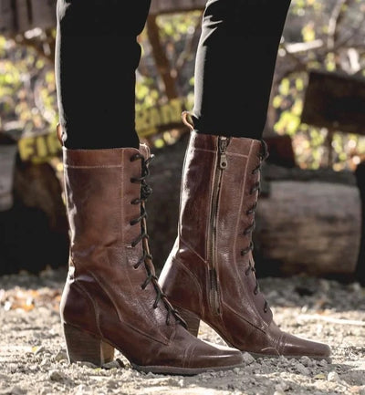 Baisley Vintage Inspired Boots in Teak