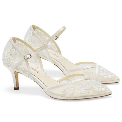 Candice Lace Wedding Heels in Ivory