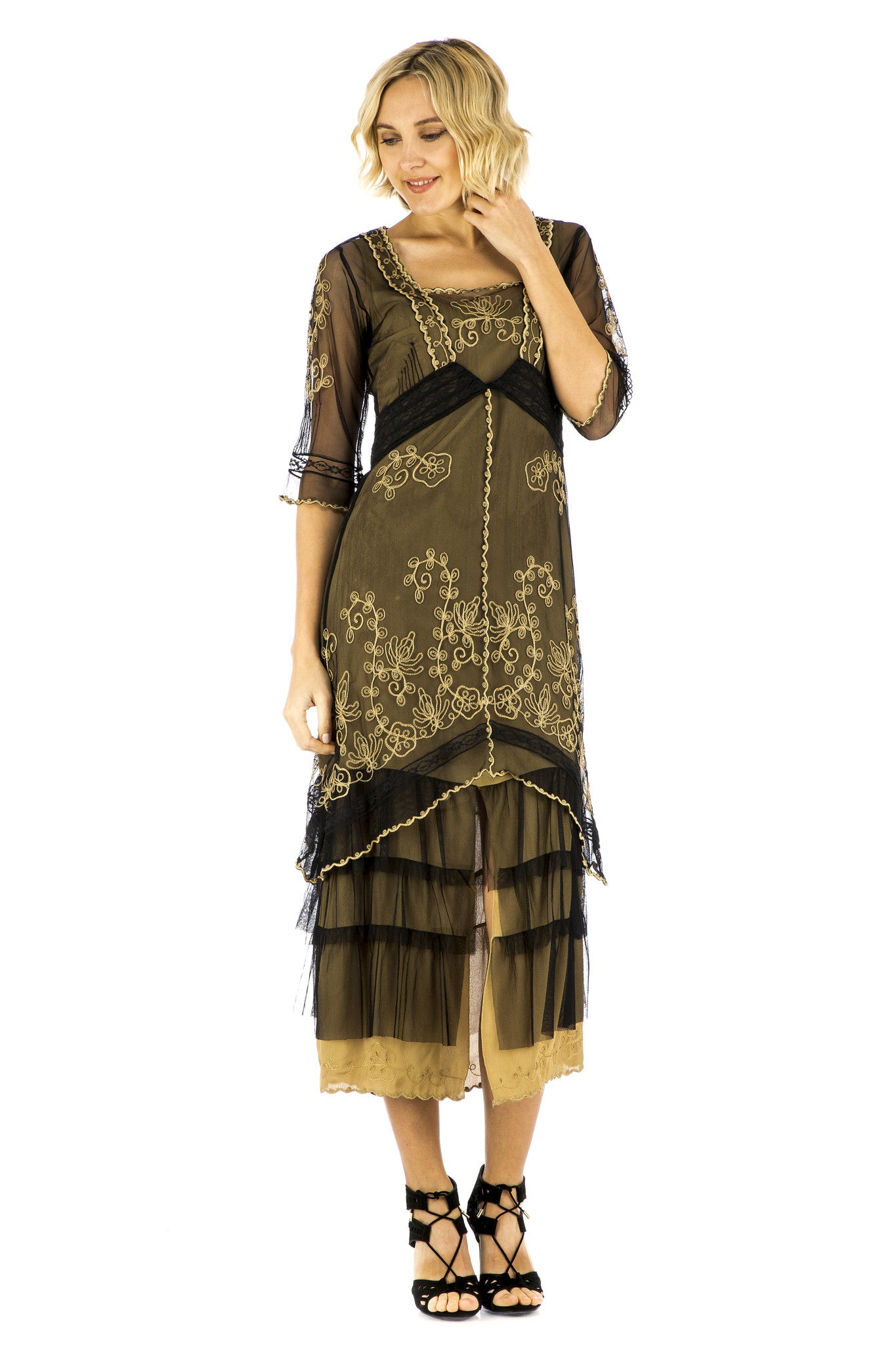 Nataya Victorian Lux Lace 2101 Black/Gold Dress - SOLD OUT