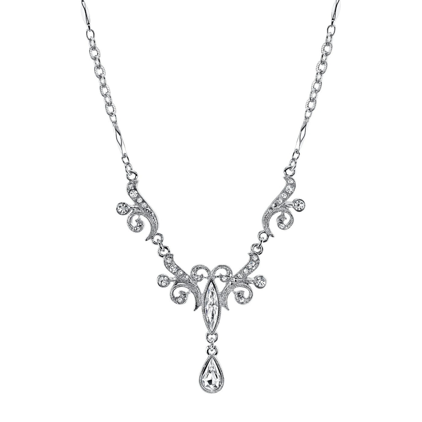 Downton Abbey Crystal Teardrop Necklace by 1928 Jewelry